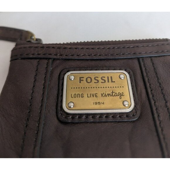 Fossil "Long Live Vintage" Small Keychain Coin Purse Pouch Wallet Leather Brown - Picture 12 of 12